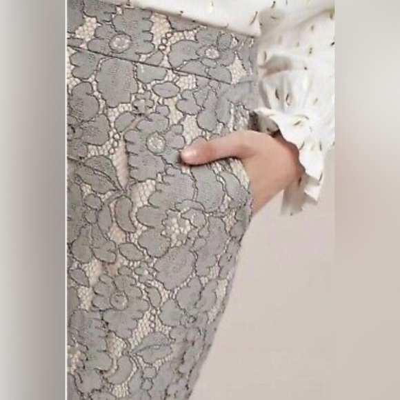 Anthropologie Feather Bone Elegant Gray Lace Pants - Picture 6 of 16